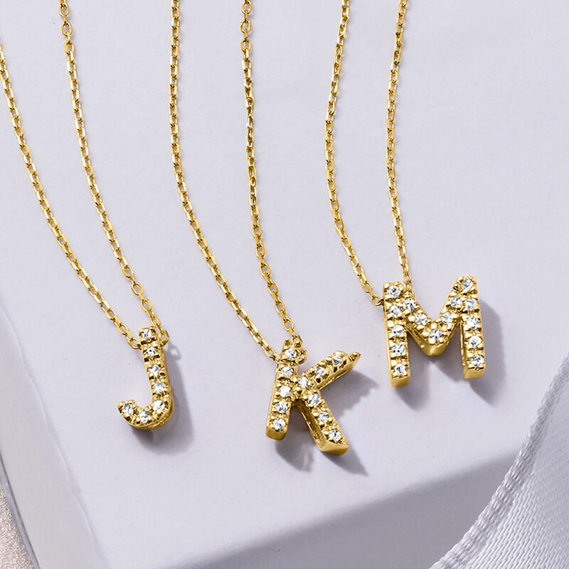 Diamond Initial Necklace in 14kt Yellow Gold image number 2