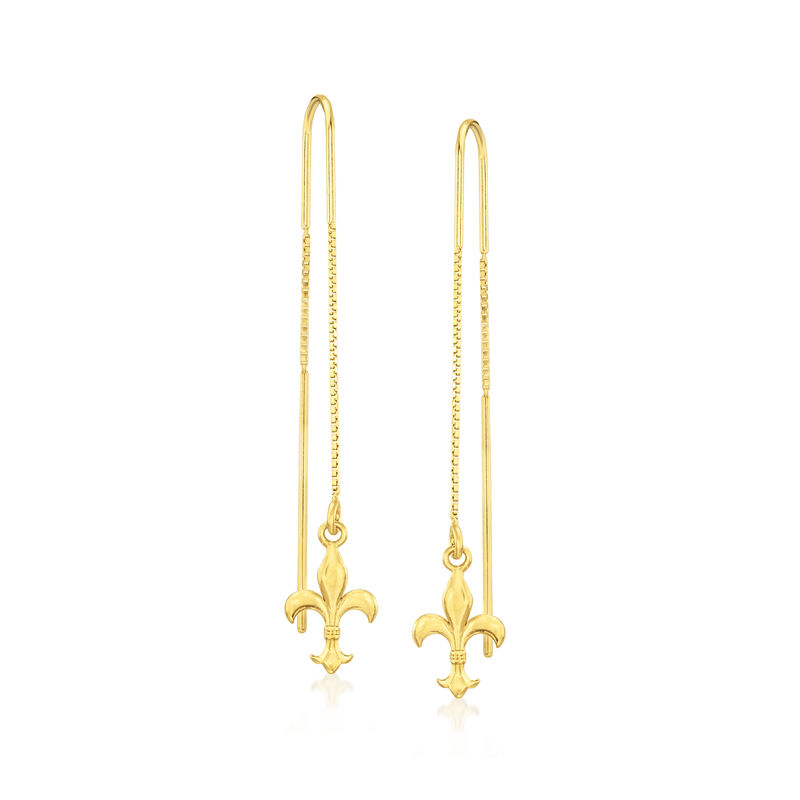 Italian 18kt Gold Over Sterling Fleur-De-Lis Threader Drop Earrings image number 0