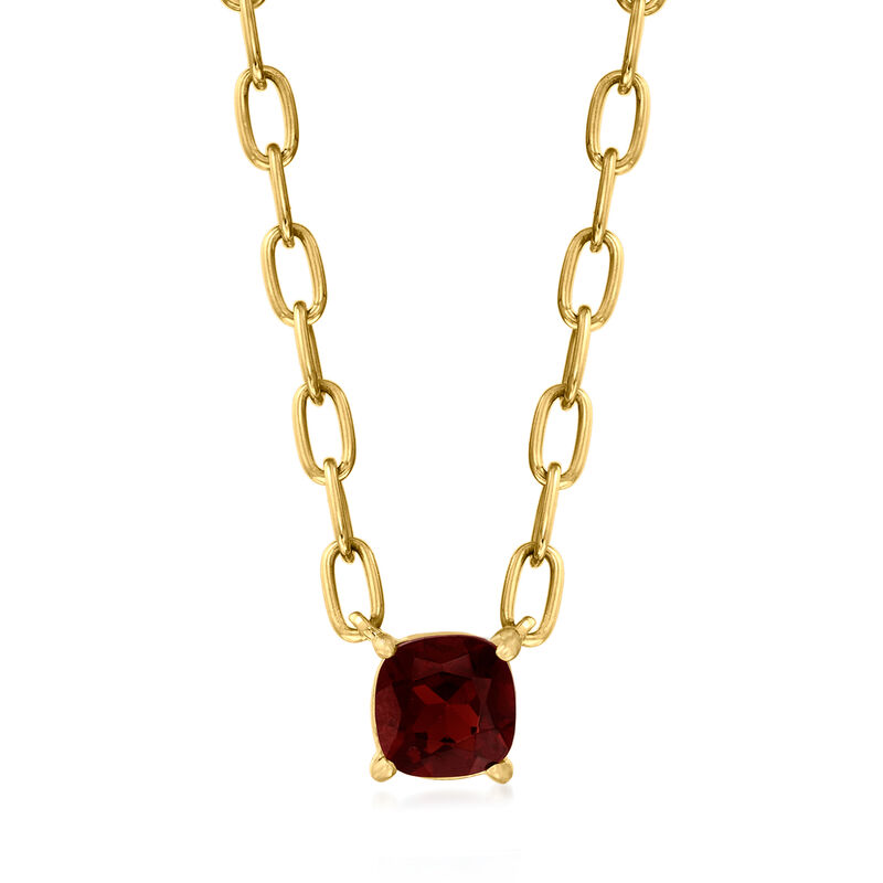 .70 Carat Garnet Paper Clip Link Necklace in 18kt Gold Over Sterling image number 0