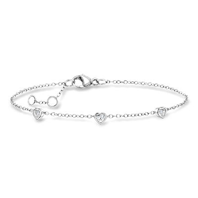 .25 ct. t.w. Heart-Shaped Lab-Grown Diamond Station Bracelet in 14kt White Gold