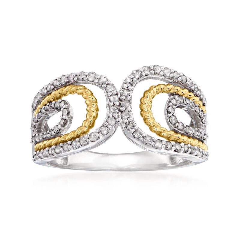 .50 ct. t.w. Diamond Bypass Ring in Sterling Silver with 14kt Yellow Gold image number 0