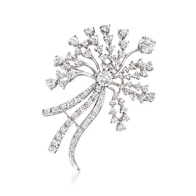 C. 1980 Vintage 4.75 ct. t.w. Diamond Floral Pin in 14kt White Gold