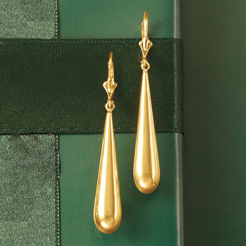 14kt Yellow Gold Crowned Teardrop Earrings image number 2