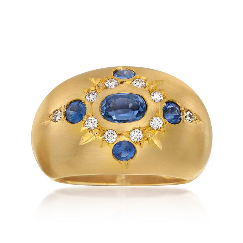Mazza 1.33 ct. t.w. Sapphire Ring with Diamond Accents in 14kt Yellow Gold image number 0