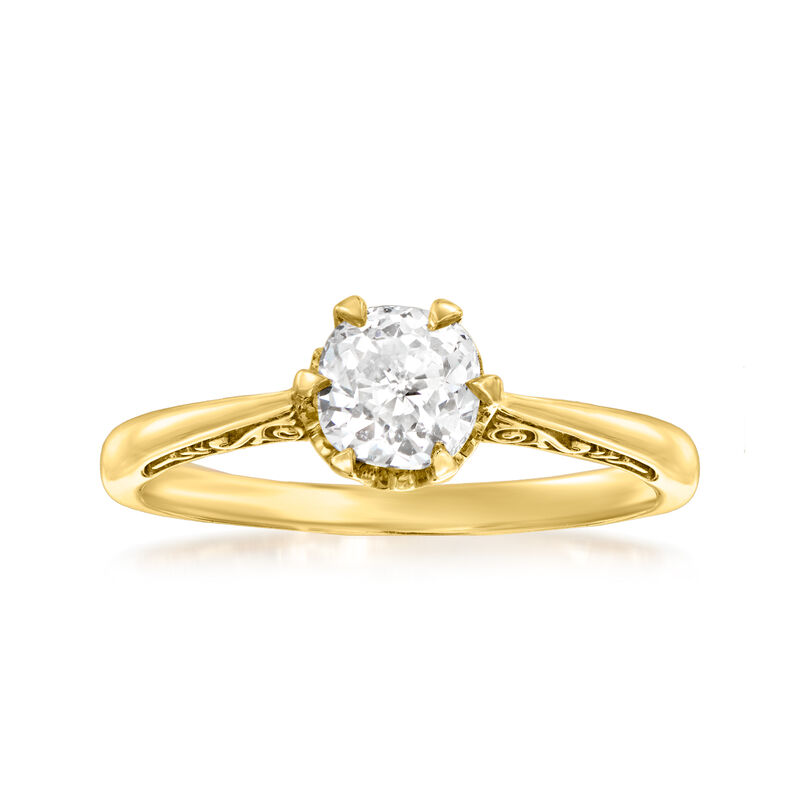 C. 2000 Vintage .79 Carat Certified Crown Jubilee Diamond Ring in 18kt Yellow Gold image number 0