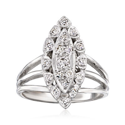 C. 1980 Vintage .40 ct. t.w. Diamond Navette Ring in 14kt White Gold