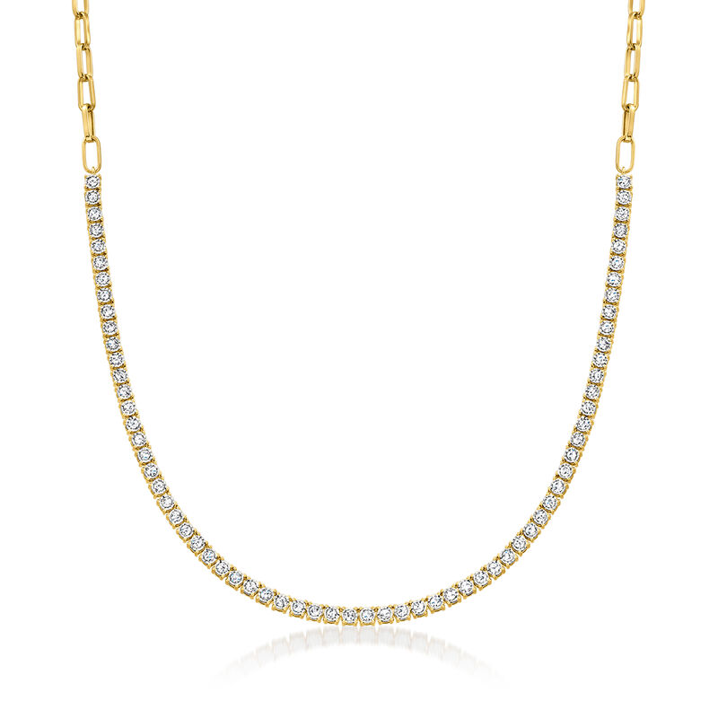 2.00 ct. t.w. Diamond Tennis Paper Clip Link Necklace in 18kt Gold Over Sterling image number 0
