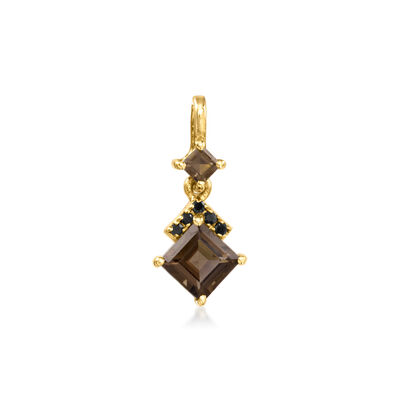 .30 ct. t.w. Smoky Quartz Pendant with Black Diamonds in 14kt Yellow Gold