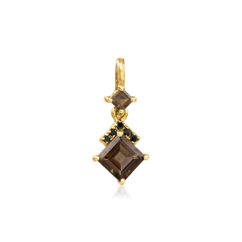 .30 ct. t.w. Smoky Quartz Pendant with Black Diamonds in 14kt Yellow Gold  image number 0