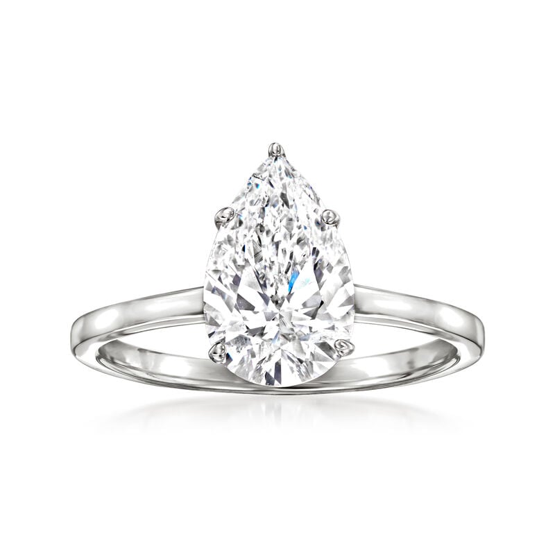 2.00 Carat Pear-Shaped Lab-Grown Diamond Solitaire Ring in 14kt White Gold image number 0