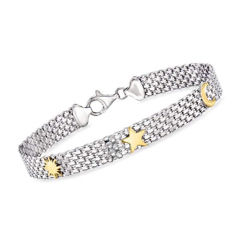 Sterling Silver and 18kt Gold Over Sterling Celestial Bismark-Chain Bracelet image number 0