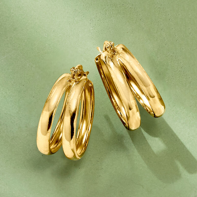 Italian 18kt Gold Over Sterling Double-Hoop Earrings. 3/4" image number 3