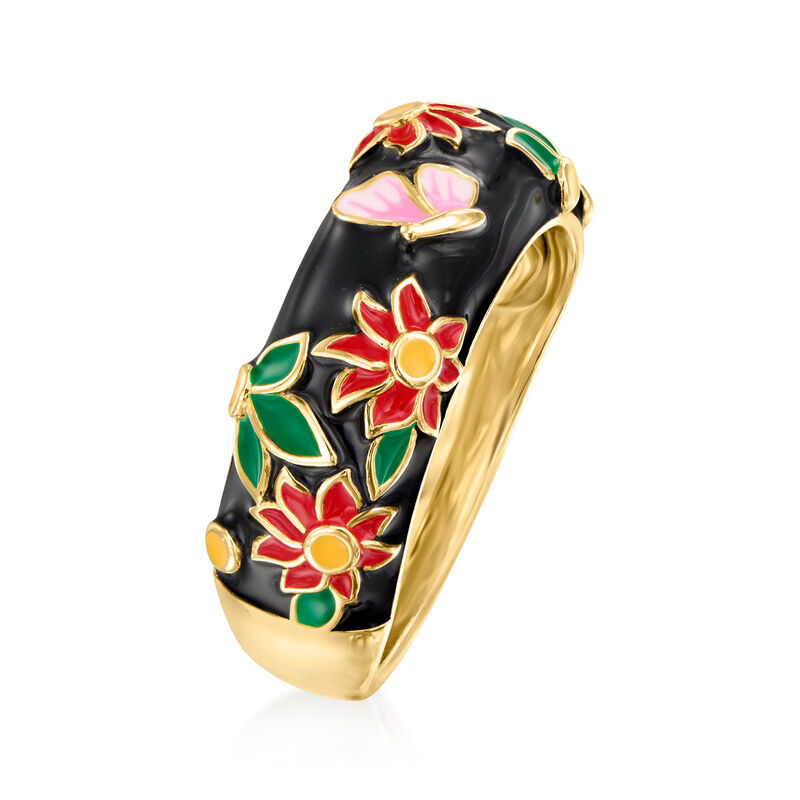 Multicolored Enamel Nature-Inspired Ring in 18kt Gold Over Sterling image number 2