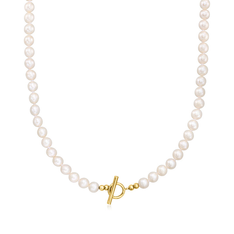 5.5-6mm Cultured Pearl Toggle Necklace in 14kt Yellow Gold image number 0