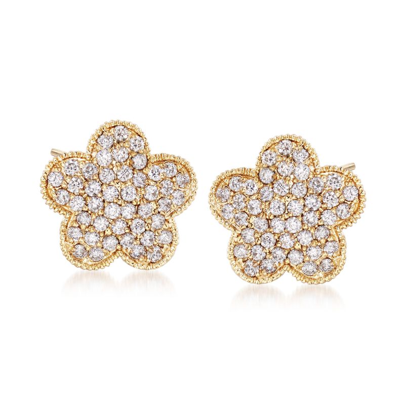.79 ct. t.w. Diamond Flower Stud Earrings in 14kt Yellow Gold image number 0