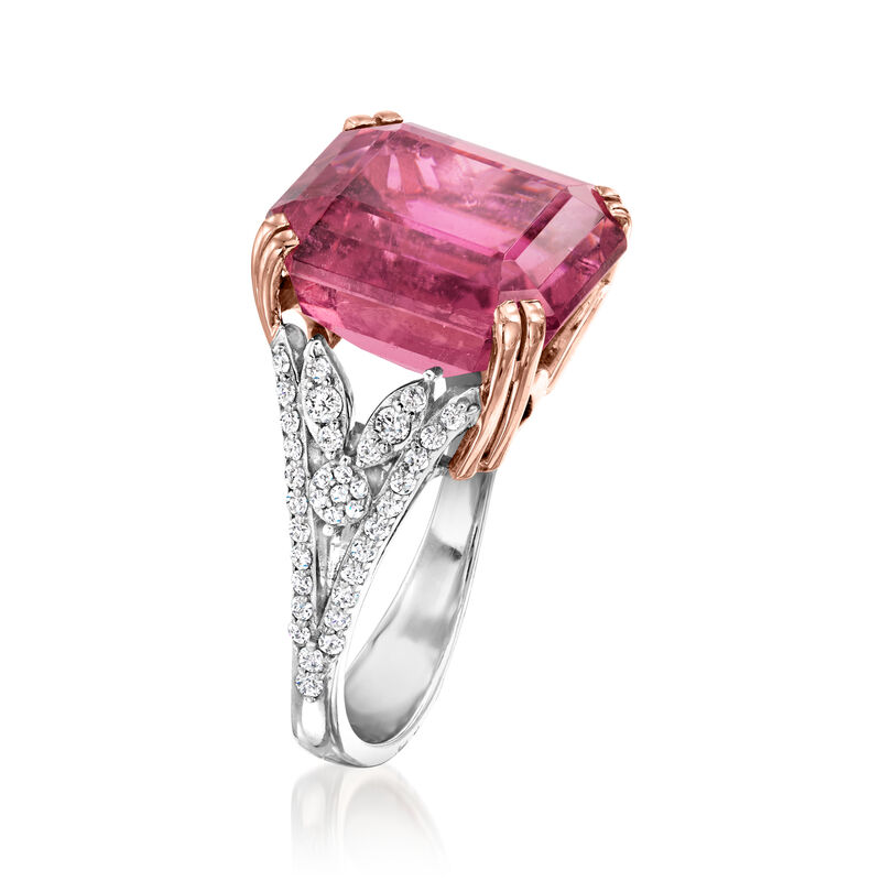 12.00 Carat Pink Tourmaline Ring with .47 ct. t.w. Diamonds in 18kt Two-Tone Gold image number 2