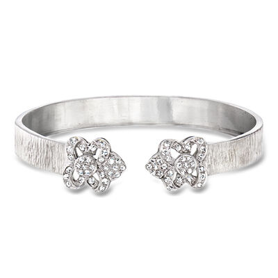 C. 1990 Vintage .90 ct. t.w. Diamond Floral Cuff Bracelet in 18kt White Gold