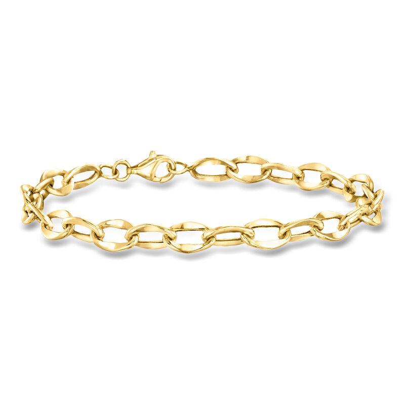 6mm 10kt Yellow Gold Oval-Link Bracelet image number 0