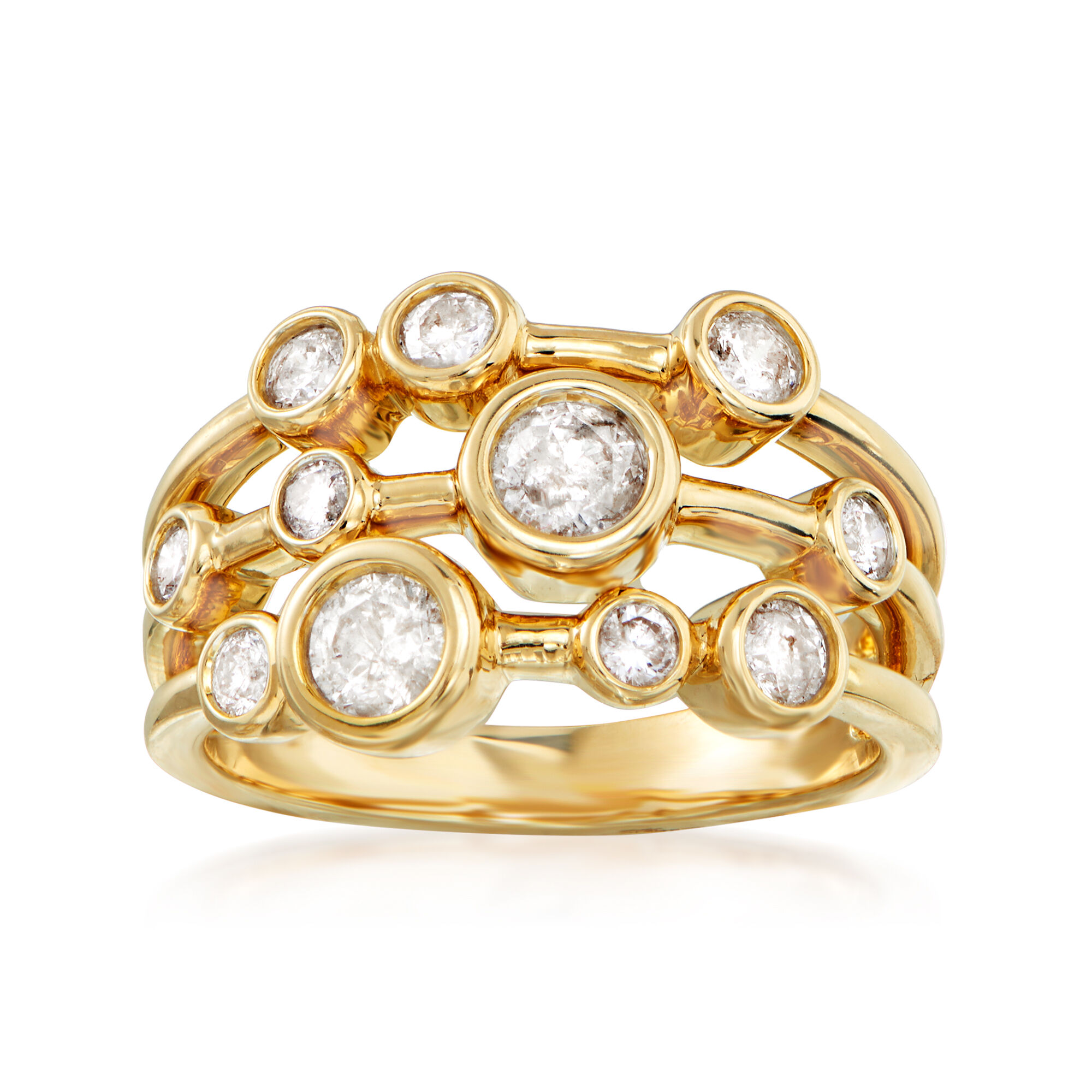 ross-simons 1.00 CT t.w. bezel-set CZドロップイヤリングで14 KTイエローゴールド 1.00 ct. t.w. Bezel-Set Diamond Station Bracelet in 14kt White