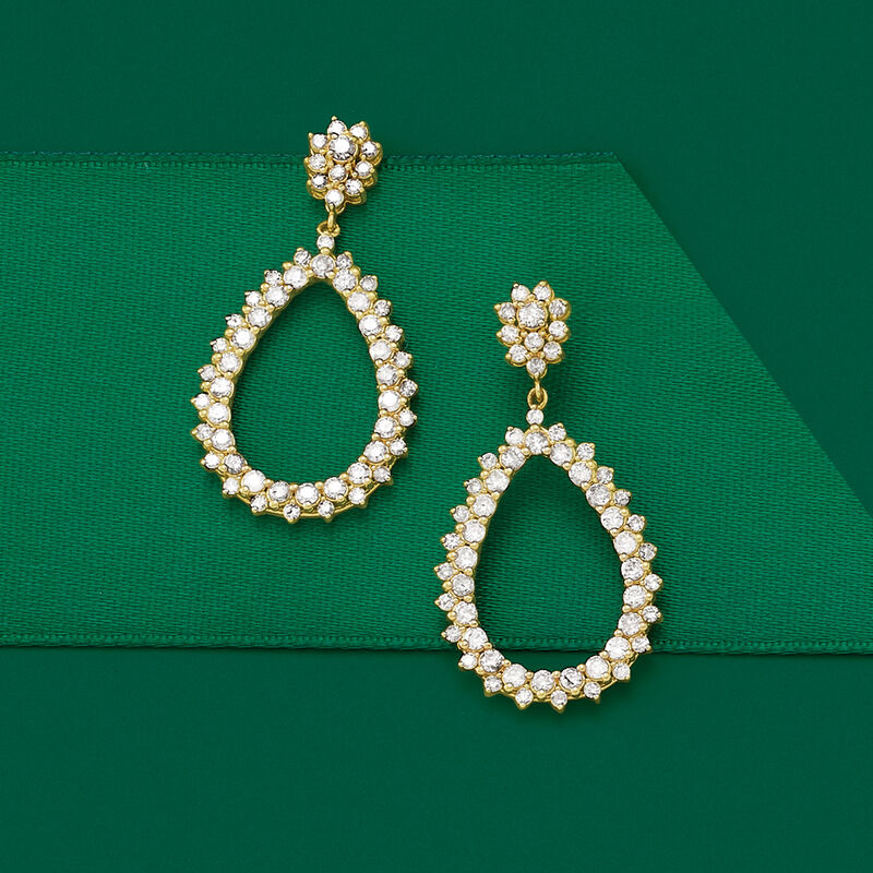 1.50 ct. t.w. Diamond Open-Teardrop Earrings in 14kt Yellow Gold image number 4