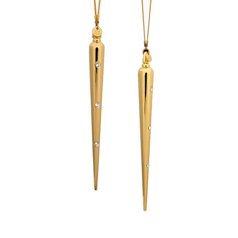 Crystamas Set of 2 Crystal Goldtone Icicle Ornaments image number 0