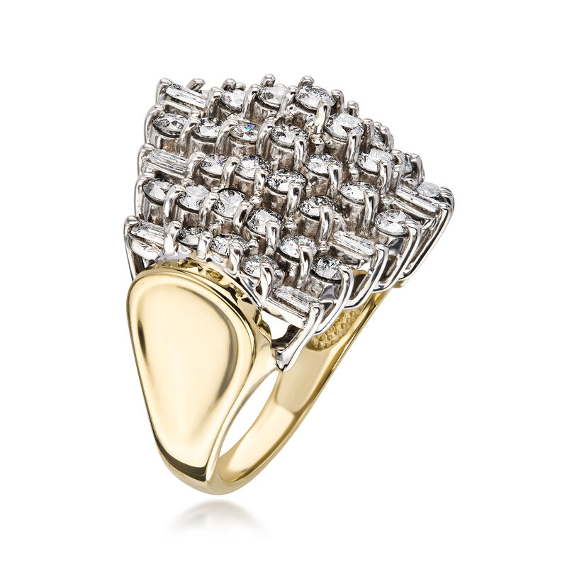 C. 1980 Vintage 2.75 ct. t.w. Diamond Cluster Ring in 10kt Yellow Gold. Size 7 image number 2