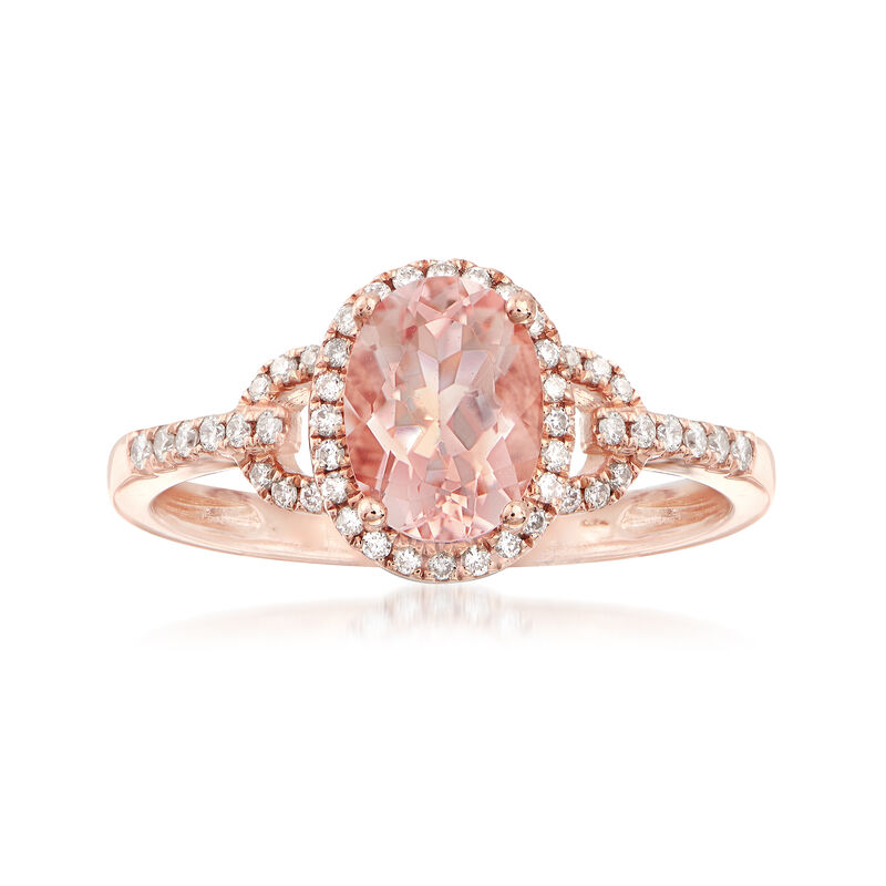 1.20 Carat Morganite and .21 ct. t.w. Diamond Ring in 14kt Rose Gold image number 0