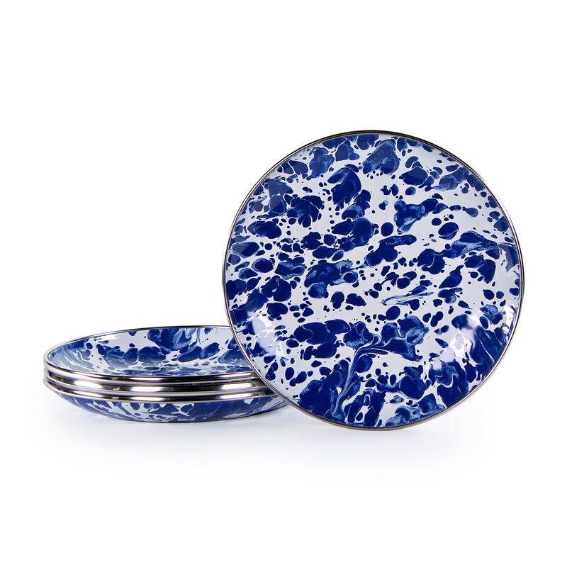 Set of 4 Bread and Butter Dishes - Golden Rabbit "Swirl" Cobalt Dinnerware image number 0