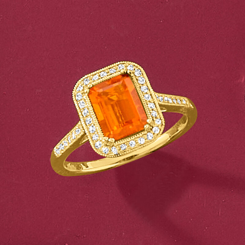 Fire Opal and .21 ct. t.w. Diamond Ring in 14kt Yellow Gold image number 5