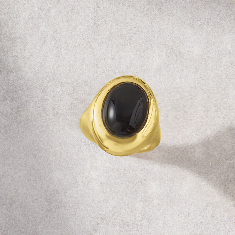 Andiamo Black Onyx and 14kt Yellow Gold Over Resin Ring image number 7