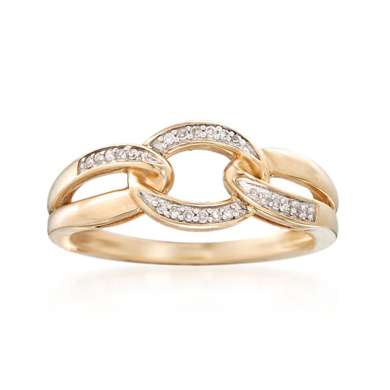 14kt Yellow Gold Link Ring with Diamond Accents image number 0