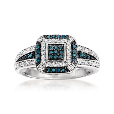 .49 ct. t.w. Blue and White Diamond Ring in Sterling Silver