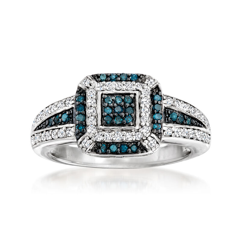 .49 ct. t.w. Blue and White Diamond Ring in Sterling Silver image number 0