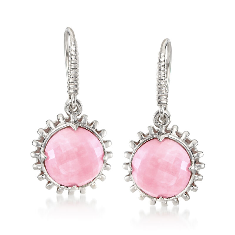 10mm Pink Opal Drop Earrings in Sterling Silver image number 0