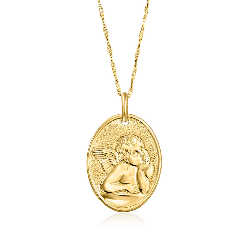Italian 14kt Yellow Gold Raffaello's Angel  Pendant image number 2