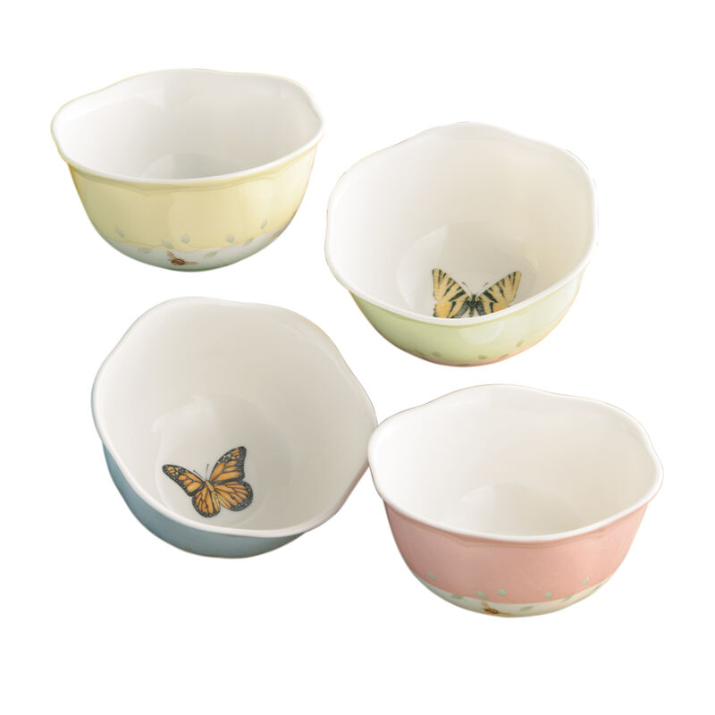 Lenox &quot;Butterfly Meadow&quot; Set of 4 Colorful Porcelain Dessert Dinnerware image number 1
