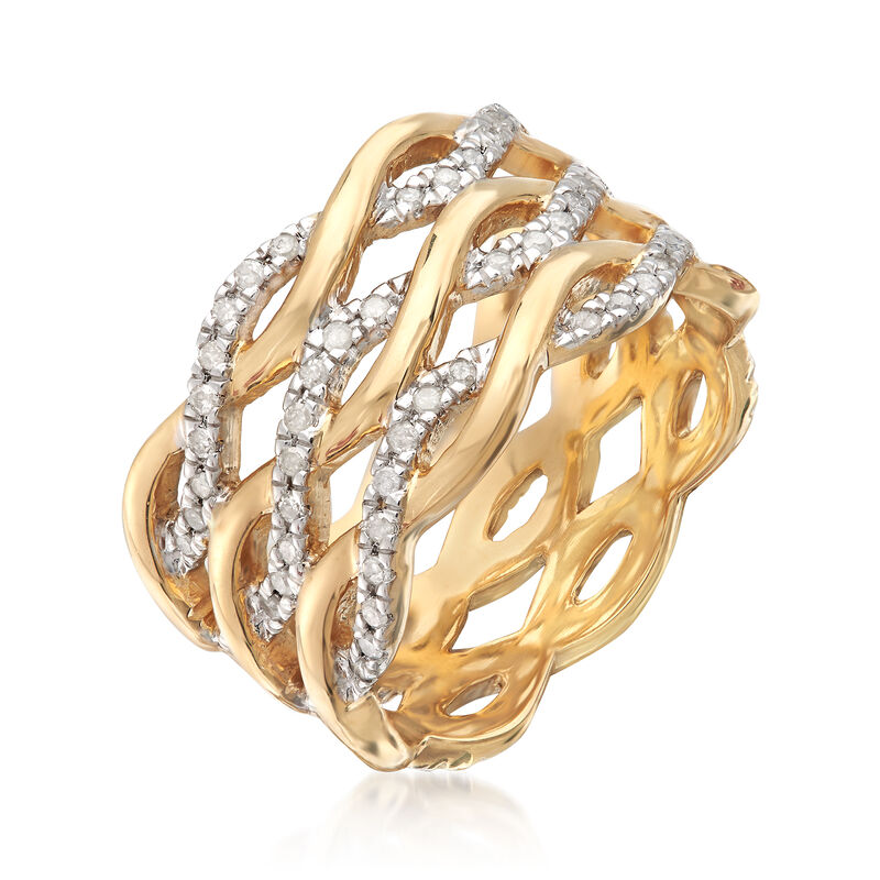 .50 ct. t.w. Diamond Wavy Eternity Band in 18kt Gold Over Sterling Silver image number 2