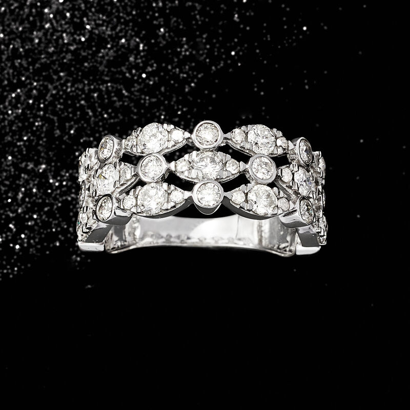 2.00 ct. t.w. Diamond Three-Row Ring in 14kt White Gold image number 3
