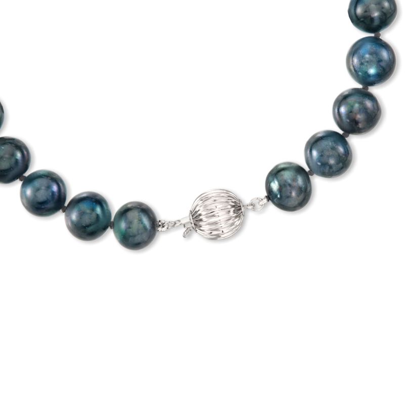 11-12mm Black Cultured Pearl Necklace with 14kt White Gold image number 2