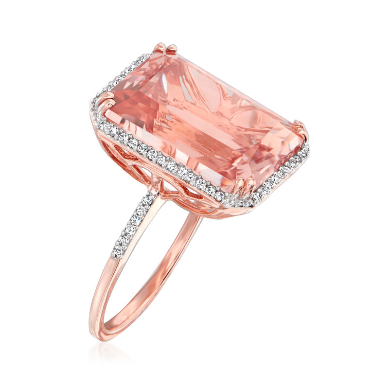 12.00 Carat Morganite and .21 ct. t.w. Diamond Ring in 14kt Rose Gold image number 2