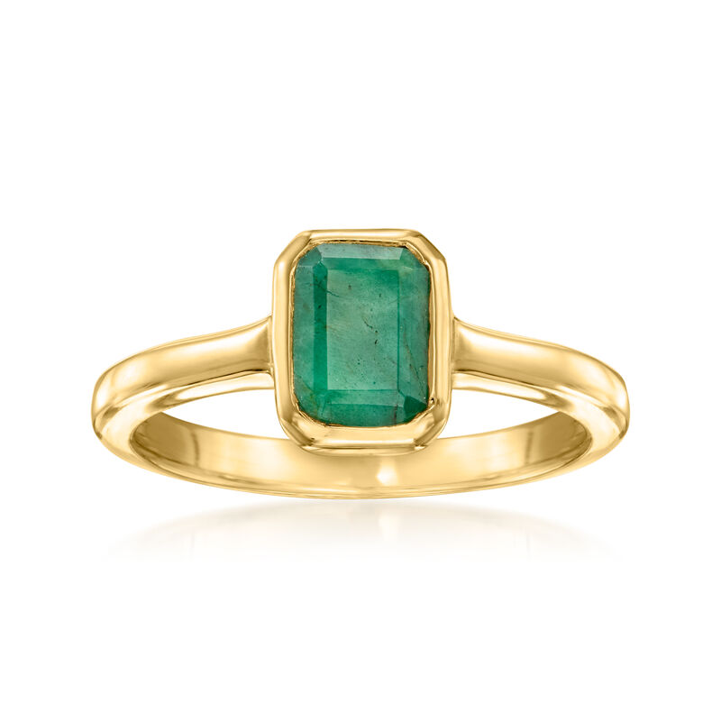 1.00 Carat Emerald Ring in 18kt Gold Over Sterling image number 0
