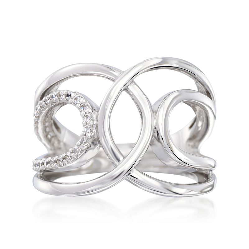 Belle Etoile &quot;Onda&quot; .30 ct. t.w. CZ Open Loop Ring in Sterling Silver. Size 7 image number 0
