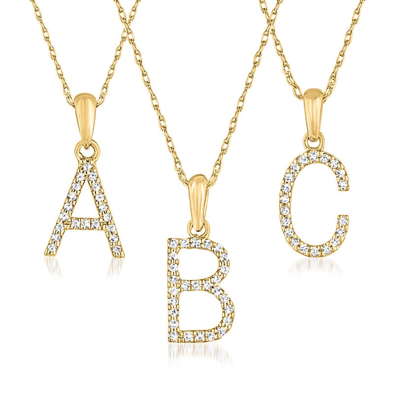 Diamond-Accented Initial Pendant Necklace in 14kt Yellow Gold image number 0