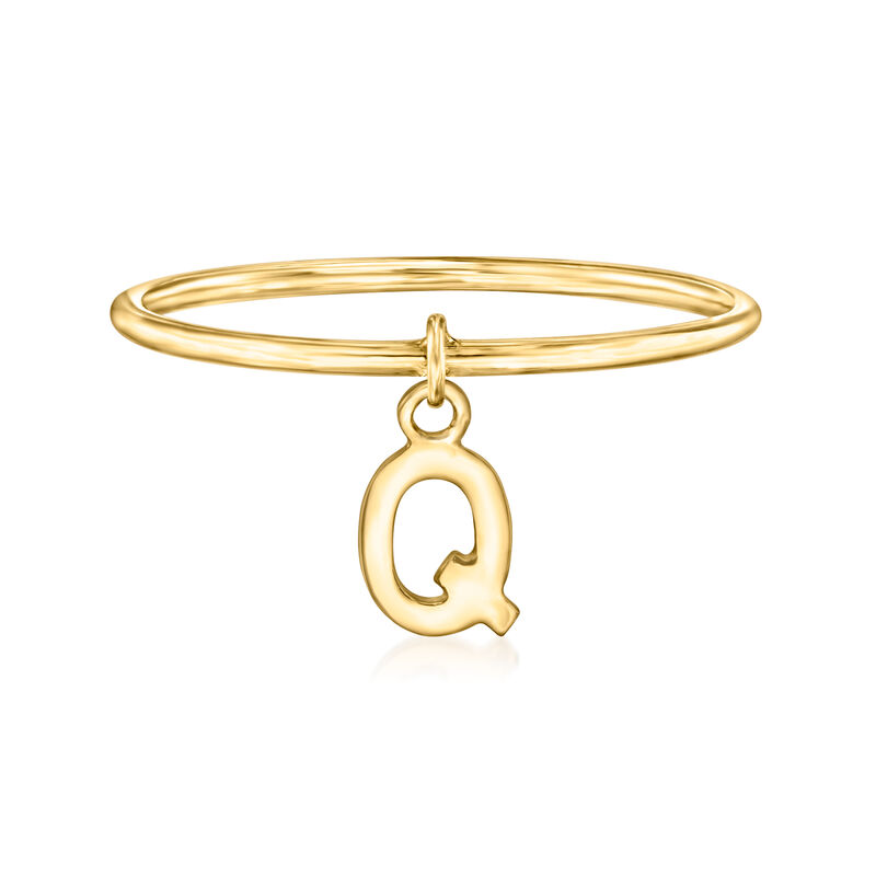 14kt Yellow Gold "Q" Initial Charm Ring. Size 8 image number 0