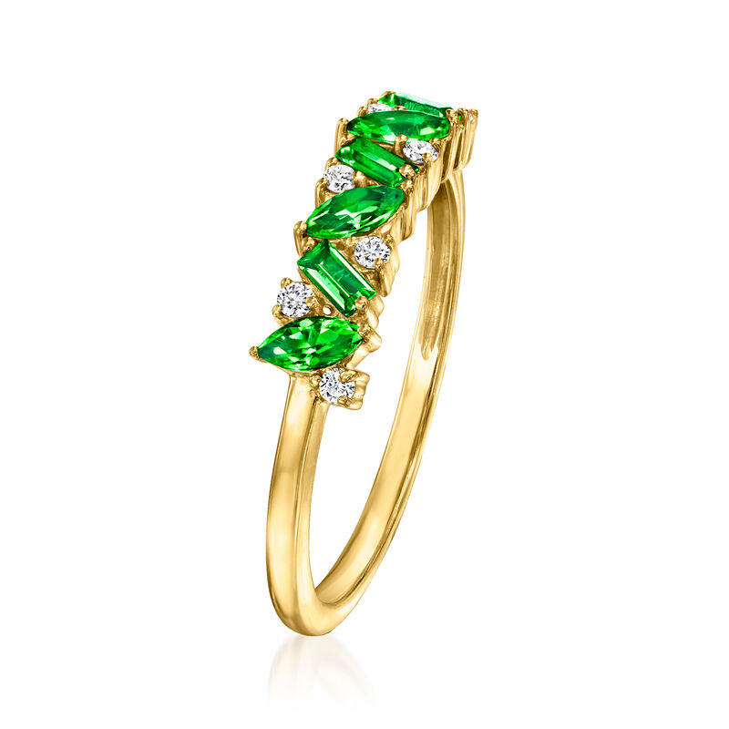 .20 ct. t.w. Lab-Grown Emerald Ring with Lab-Grown Diamonds in 18kt Gold Vermeil image number 2