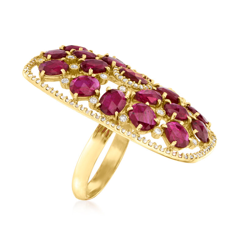 C. 1980 Vintage 6.65 ct. t.w. Ruby and .75 ct. t.w. Diamond Ring in 18kt Yellow Gold image number 2