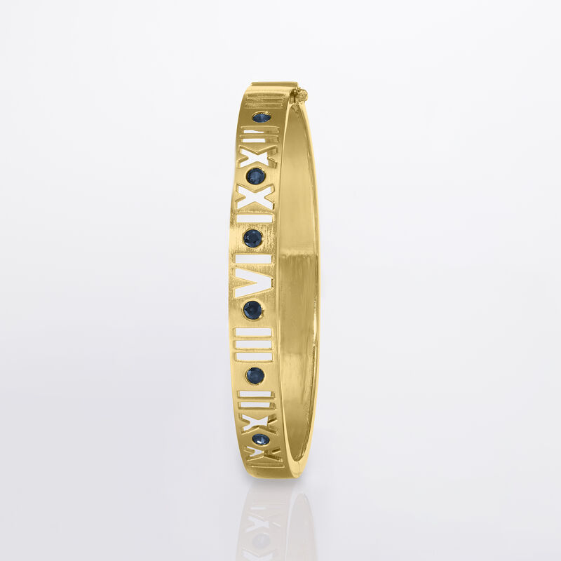 .90 ct. t.w. Sapphire Roman Numeral Bangle Bracelet in 18kt Gold Over Sterling image number 2