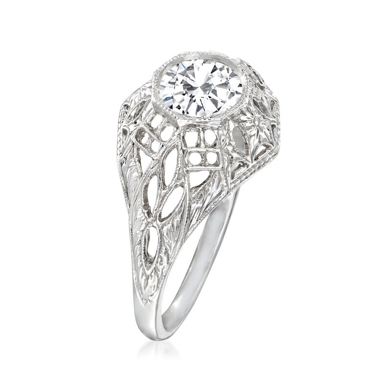 C. 2000 Vintage .67 Carat Diamond Filigree Ring in 14kt White Gold. Size 5 image number 2