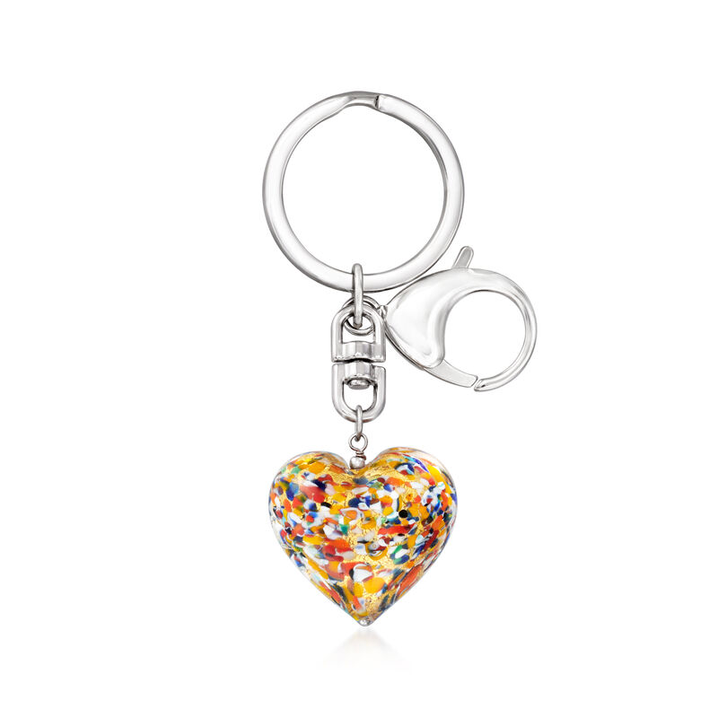Italian Murano Glass Heart Bag Charm Keychain image number 0
