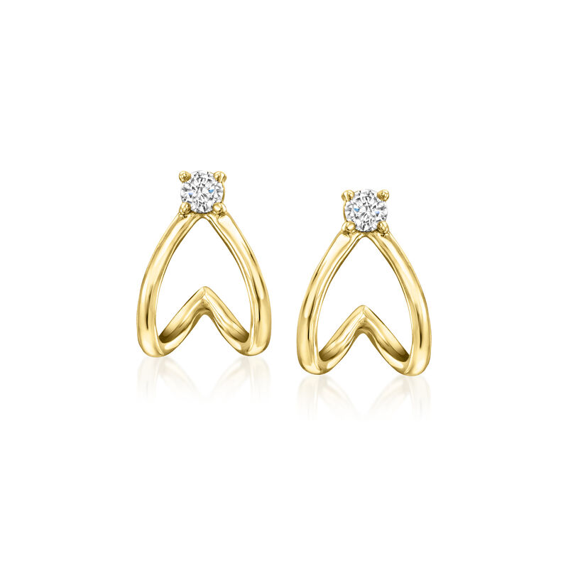.10 ct. t.w. Diamond Double-Split Huggie Hoop Earrings in 14kt Yellow Gold. 3/8" image number 0